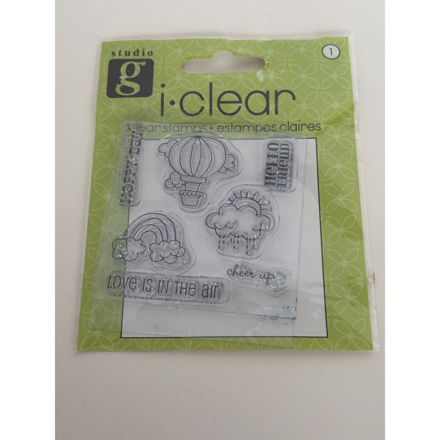 Studio G Clear Stamps Set Hot Air Balloon Rainbow Cheer Up Friendship Sentiments