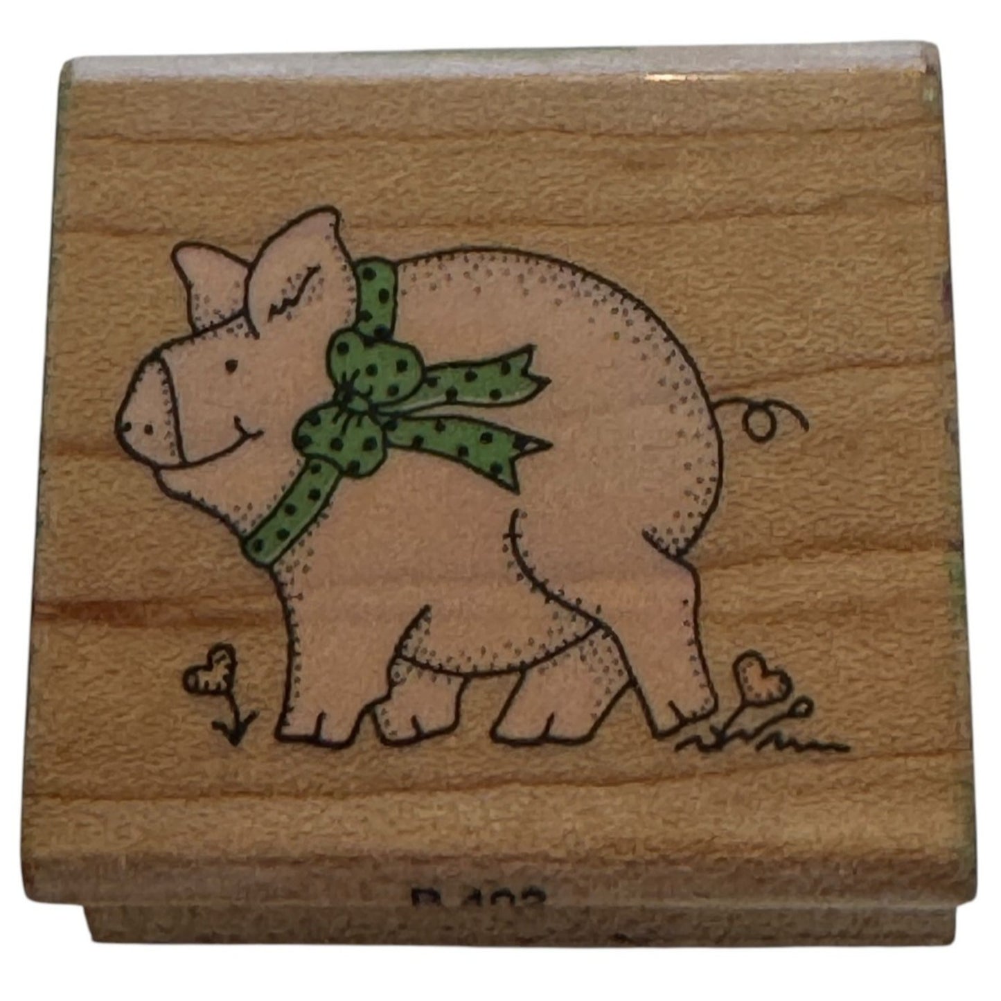 Hero Arts Rubber Stamp Polka Dot Bow Piggy Pig Farm Animal Heart Flowers Funny