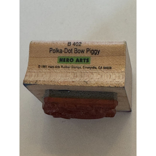 Hero Arts Rubber Stamp Polka Dot Bow Piggy Pig Farm Animal Heart Flowers Funny