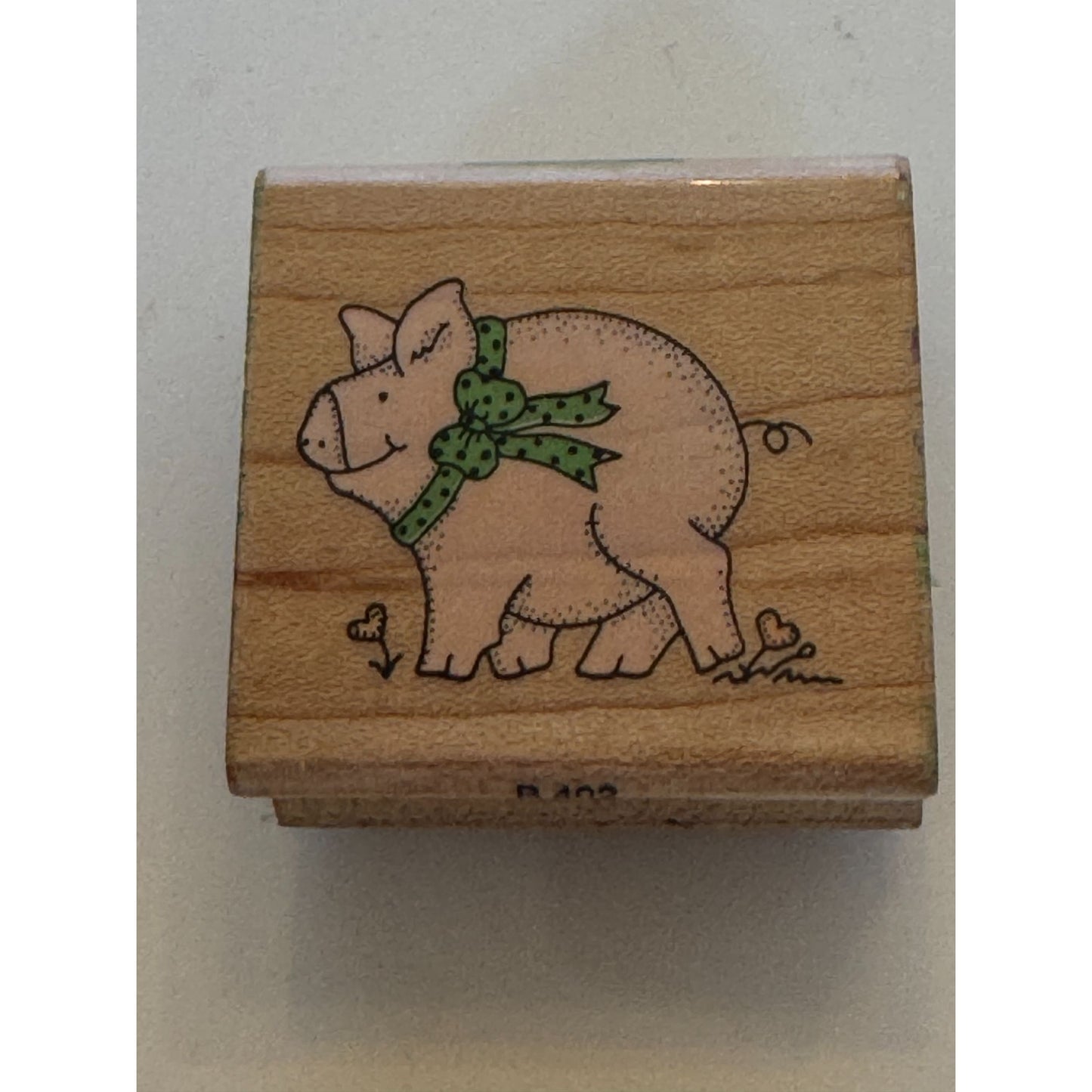 Hero Arts Rubber Stamp Polka Dot Bow Piggy Pig Farm Animal Heart Flowers Funny