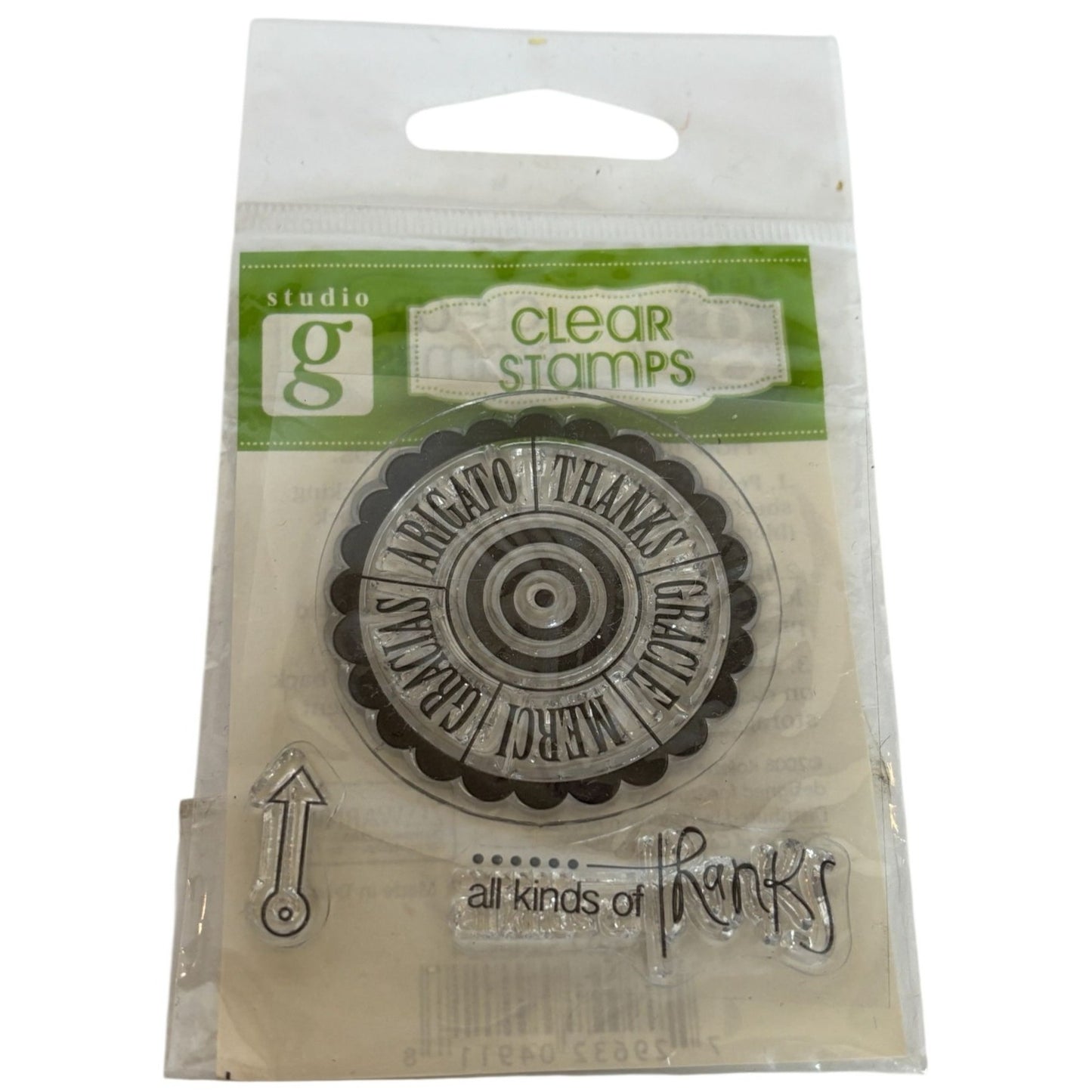 Studio G Clear Stamps Set All Kinds of Thanks Foreign Languages Mercie Gracias