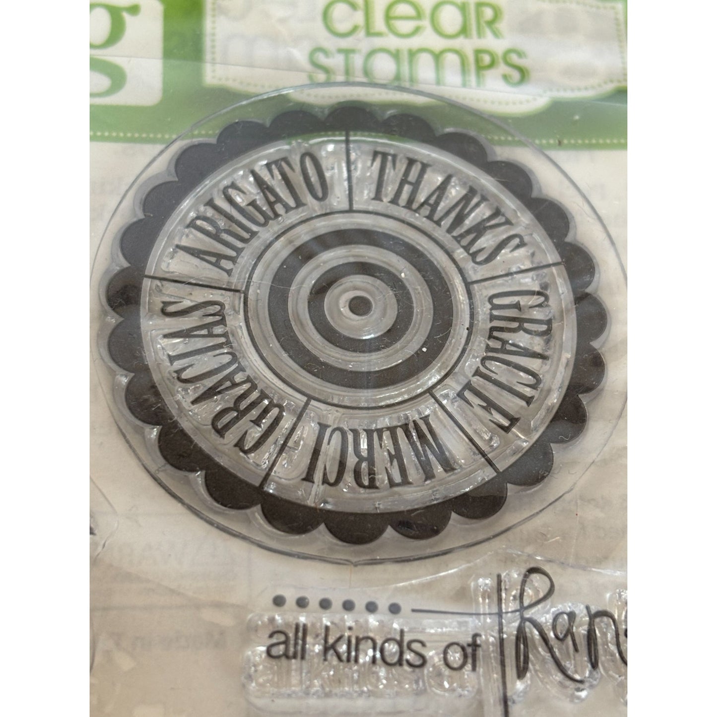Studio G Clear Stamps Set All Kinds of Thanks Foreign Languages Mercie Gracias