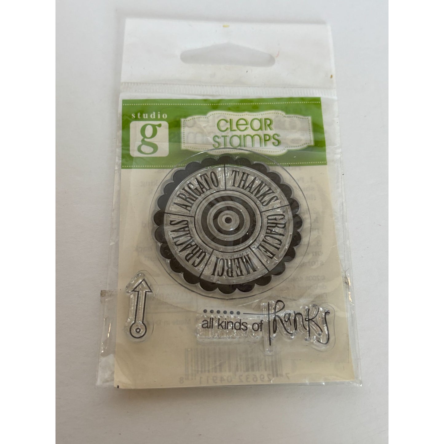 Studio G Clear Stamps Set All Kinds of Thanks Foreign Languages Mercie Gracias