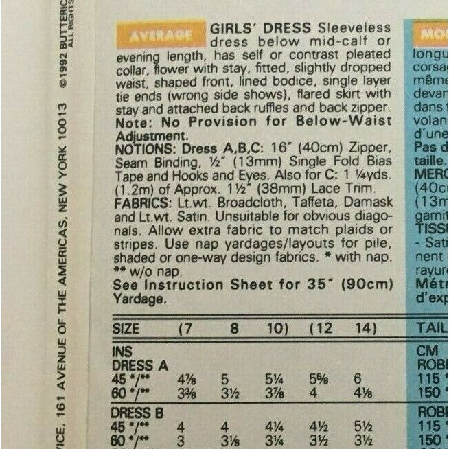 Butterick Sewing Pattern 5930 Girls Dress Easter Spring Party Ruffles 7 8 10 UC