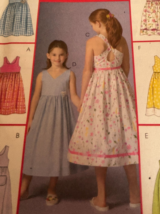 McCalls Sewing Pattern M4761 Girls Dress 6 Great Looks Mid-Calf Summer 3 4 5 6