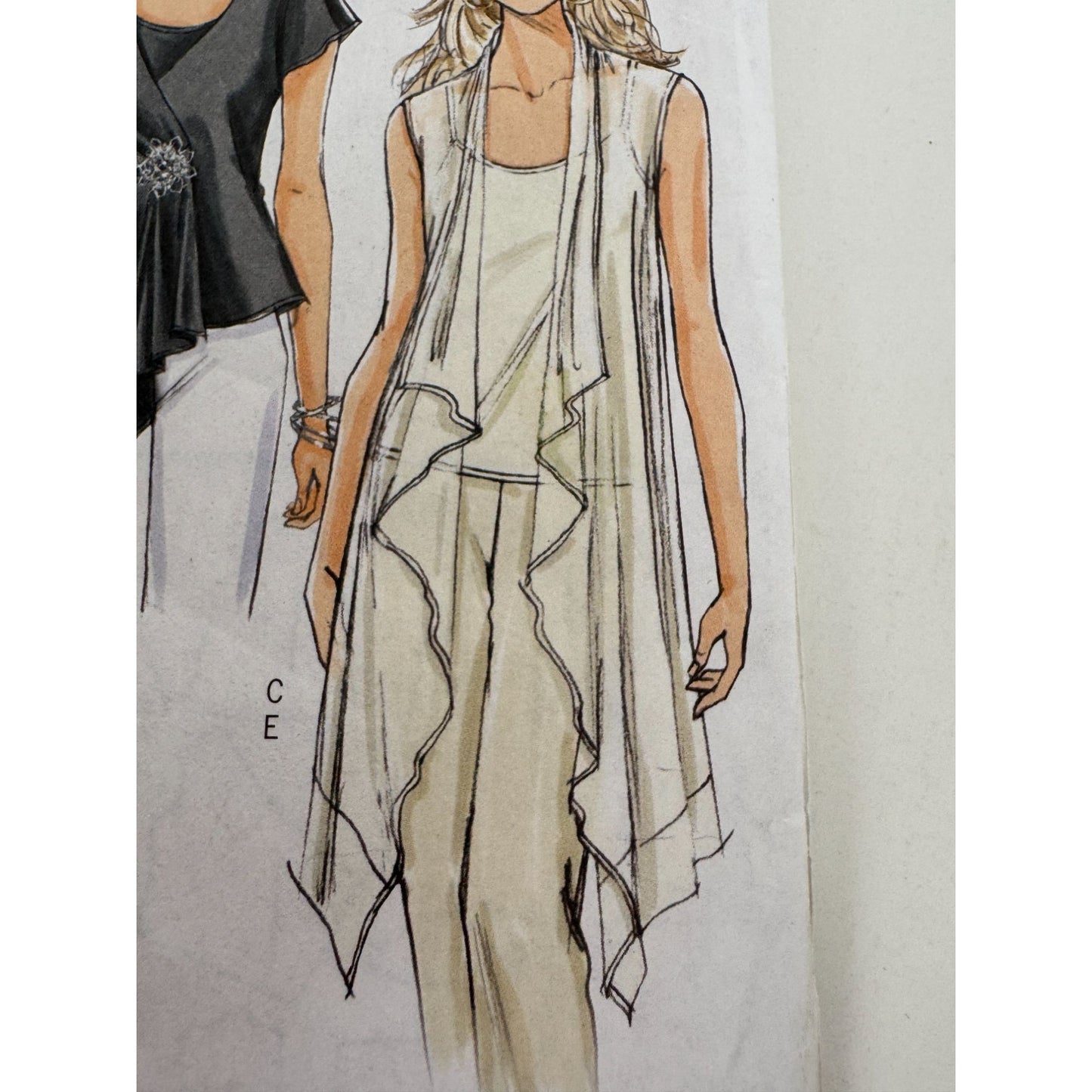 Butterick Sewing Pattern B4989 Tops Camisole Cascade Shawl Fast Easy L-XL Uncut