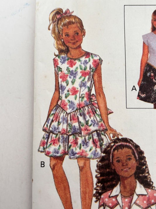 Butterick Sewing Pattern 6602 Girls Jacket Dress Party Easy 7 8 10 Vintage 90s UC