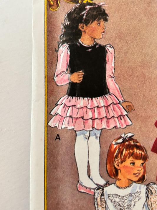 Butterick Sewing Pattern 6502 Toddler Party Dress Heirloom Ruffle 1990s 2-4 UC