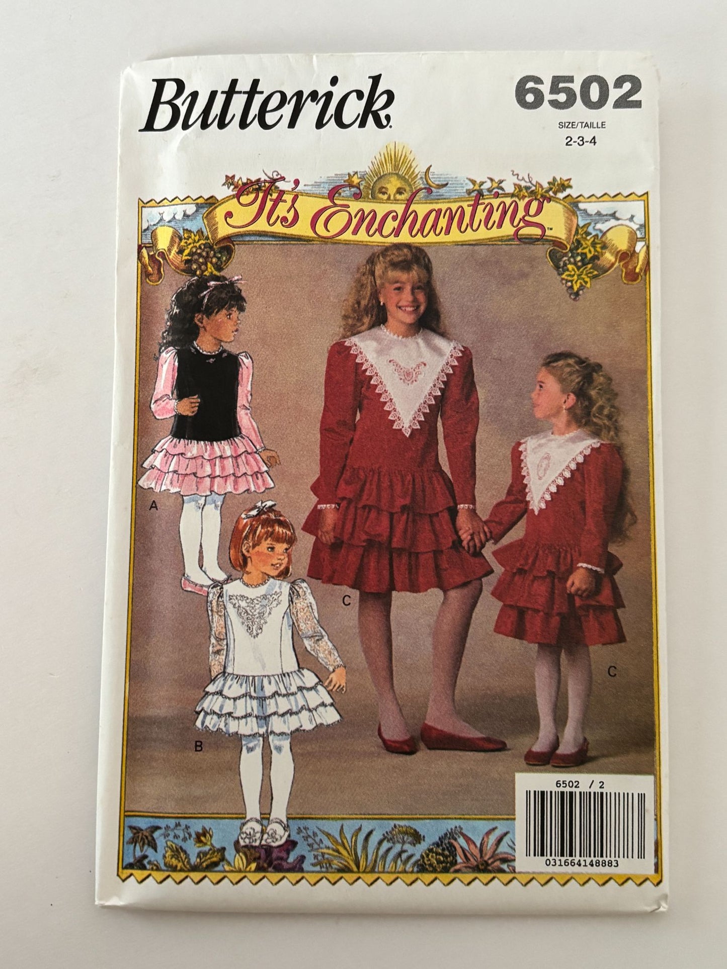 Butterick Sewing Pattern 6502 Toddler Party Dress Heirloom Ruffle 1990s 2-4 UC