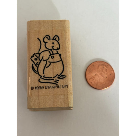 Stampin Up Rubber Stamp Mouse Cheese Hiding Wood Mounted Cardmaking Scrapbooking Animal Craft