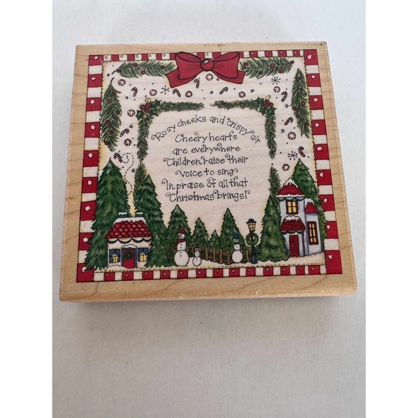 Inkadinkado Rubber Stamp Christmas Card Making Word Poem Sentiment Rhymes Square