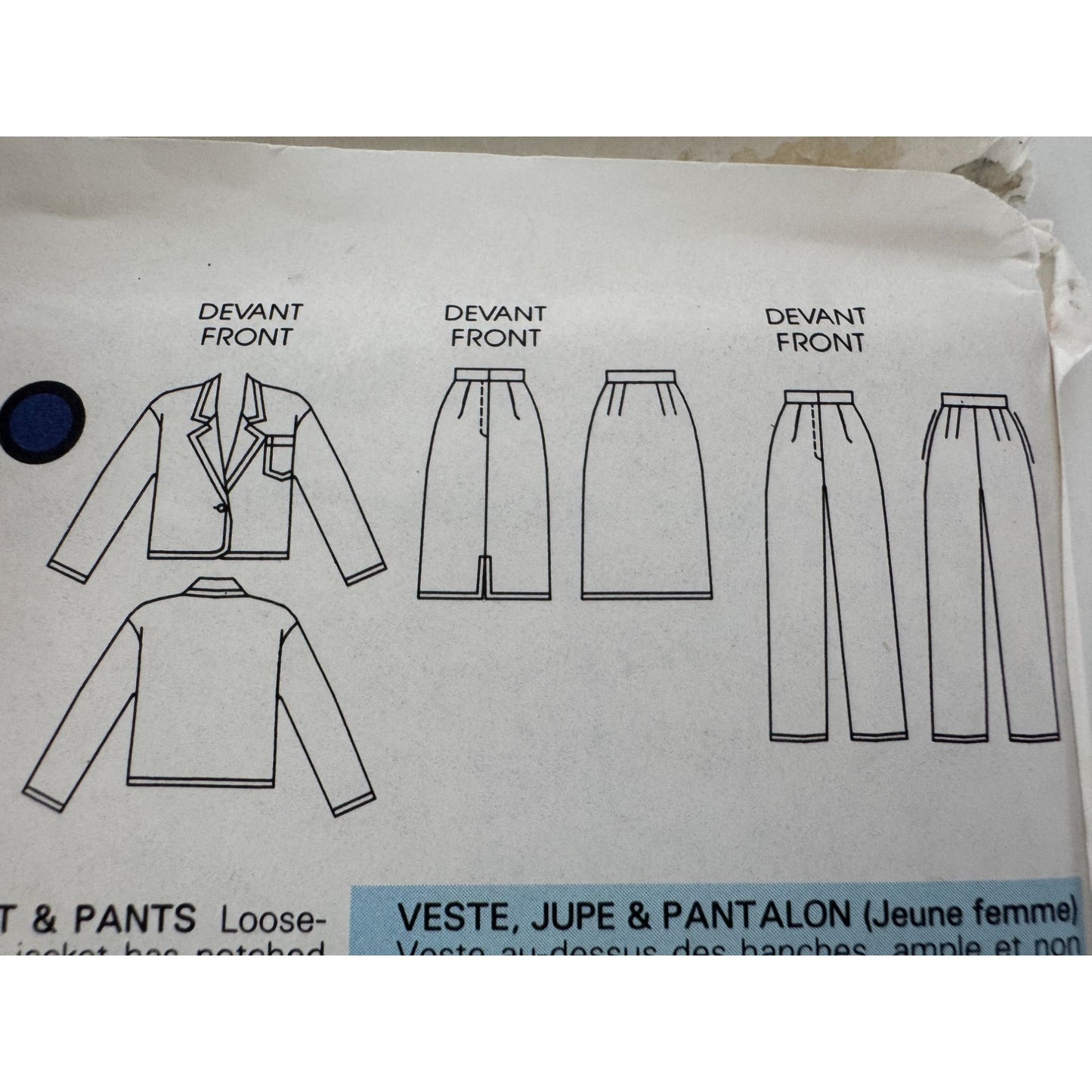 Vogue Sewing Pattern 9386 Misses Jacket Skirt Pants 1980s Fashion 14 16 18 Uncut