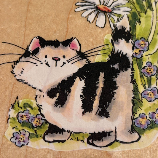 Penny Black Rubber Stamp Why Am I Smiling Cat Flower Garden Friends Card Making