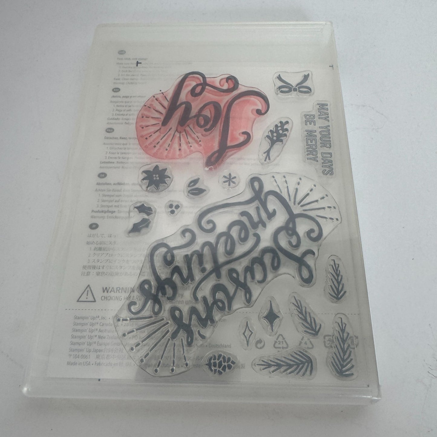 Stampin Up Acrylic Stamp Berry Merry Set Holiday Seasons Greetings Christmas