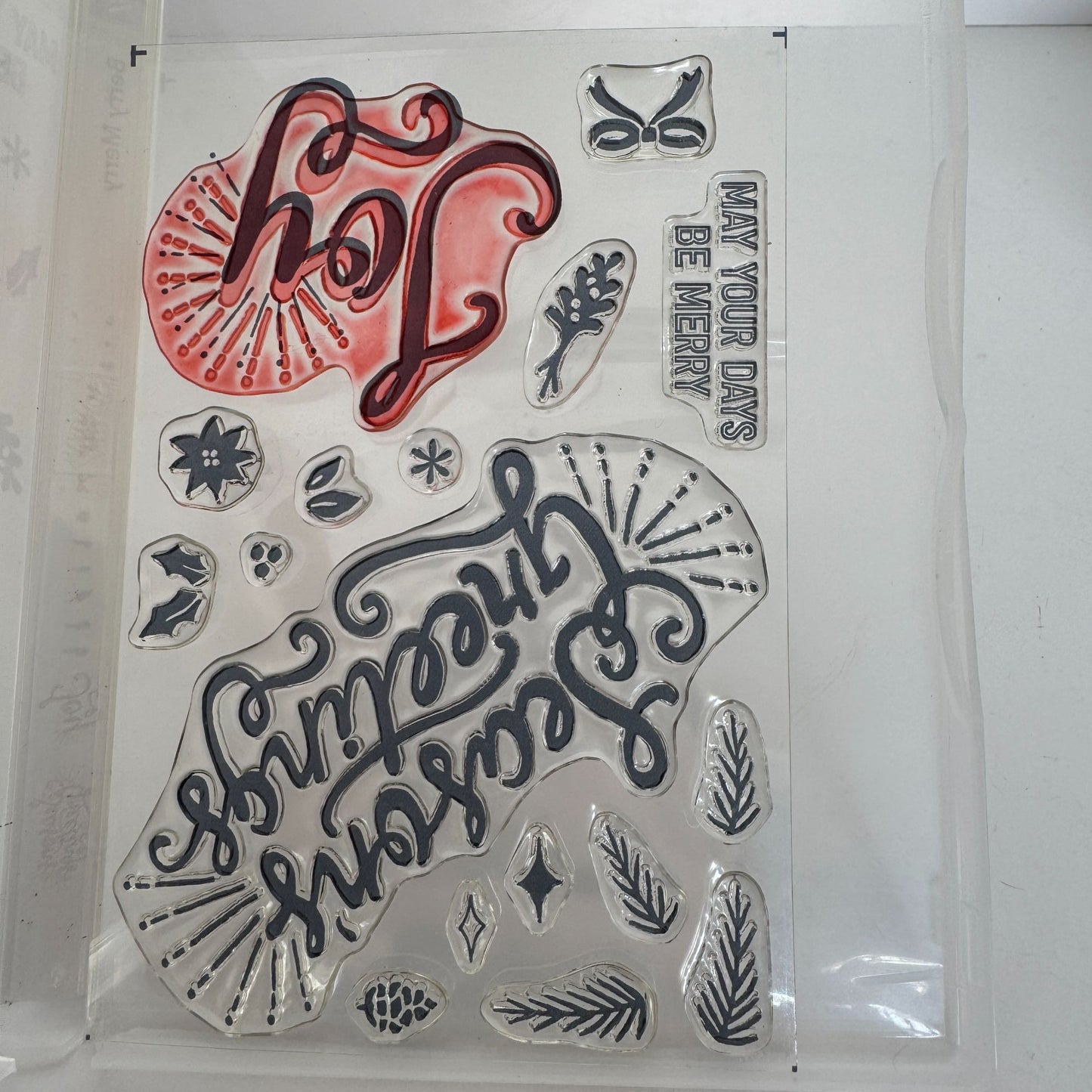 Stampin Up Acrylic Stamp Berry Merry Set Holiday Seasons Greetings Christmas