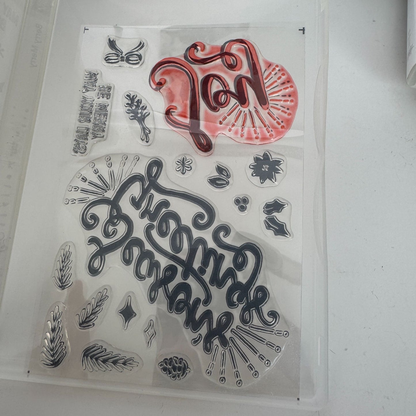 Stampin Up Acrylic Stamp Berry Merry Set Holiday Seasons Greetings Christmas