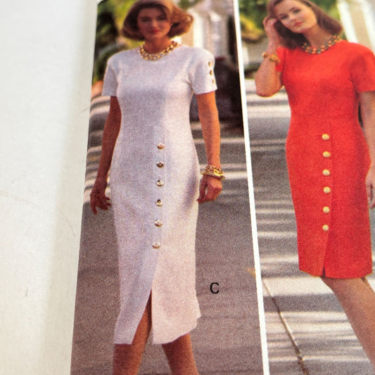 Butterick Sewing Pattern 6774 90s Minimalist Dress Vintage Sheath Classic Chic 6 8 Uncut