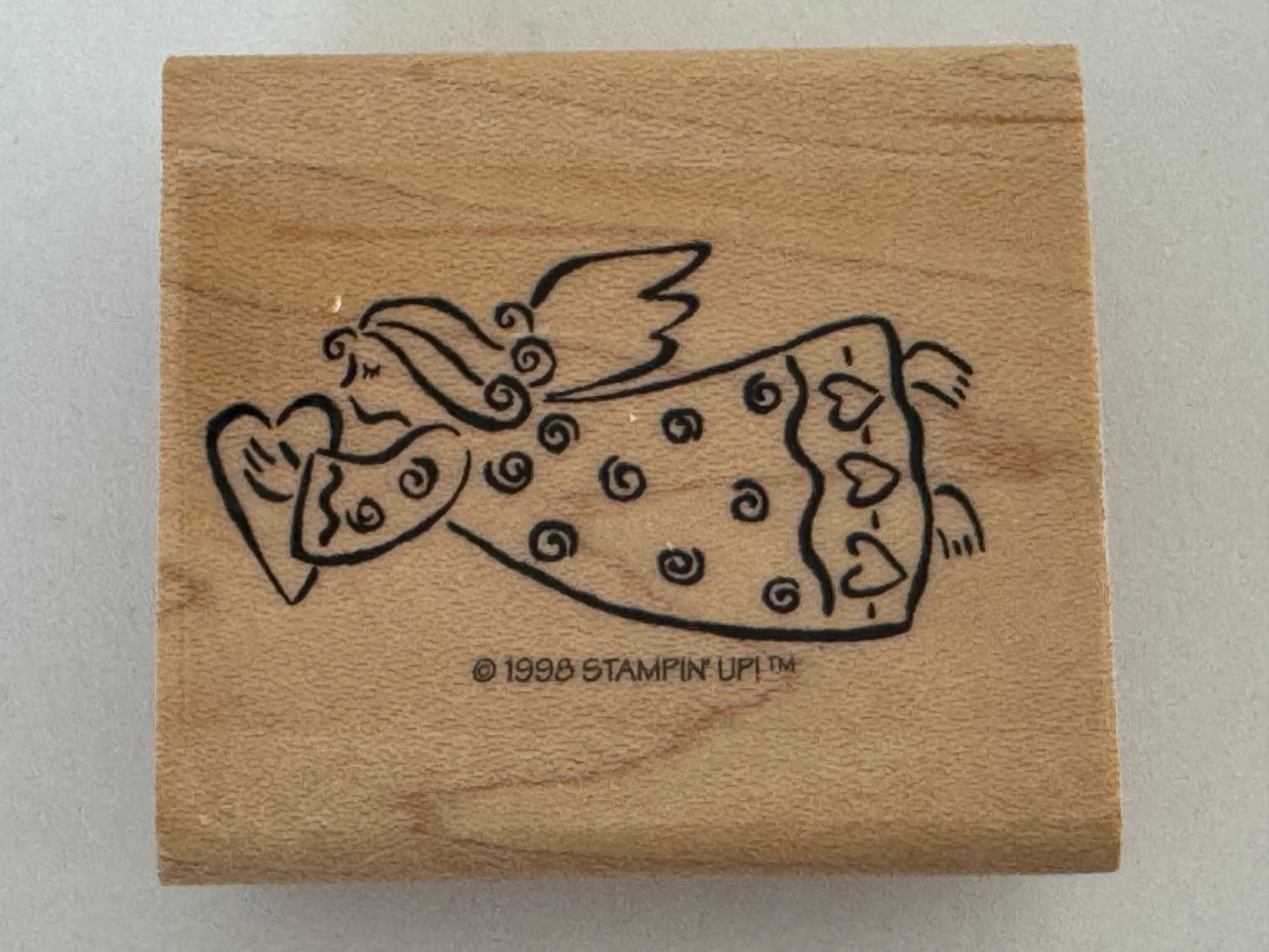 Stampin Up Rubber Stamp Angel Heart Flying Crafting Valentines Day Card Making