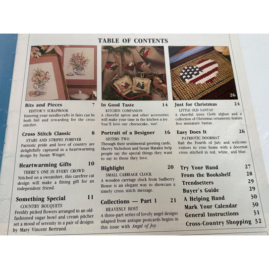 For The Love Of Cross Stitch Magazine July 1989 Patriotic American Flag Santas