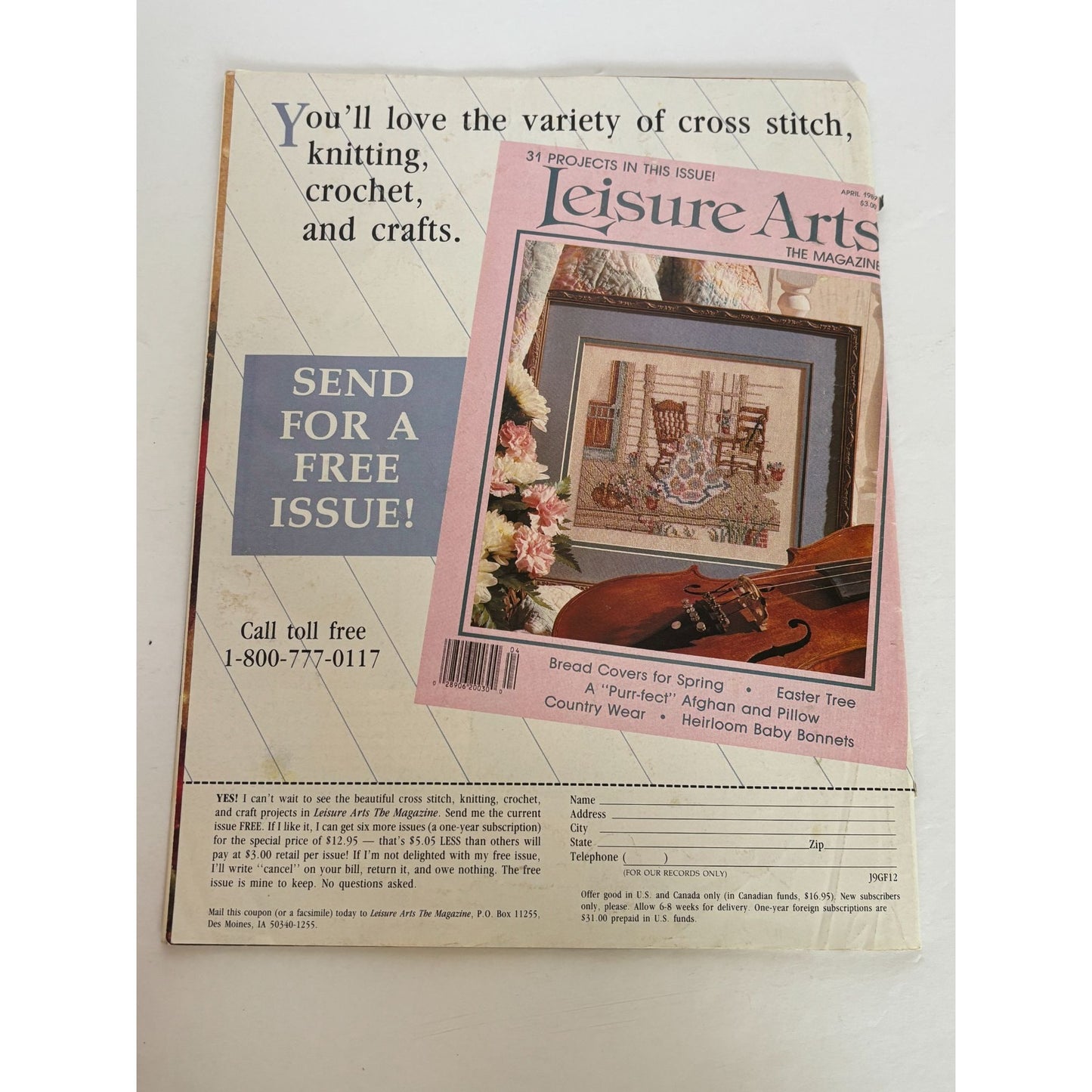 For The Love Of Cross Stitch Magazine July 1989 Patriotic American Flag Santas