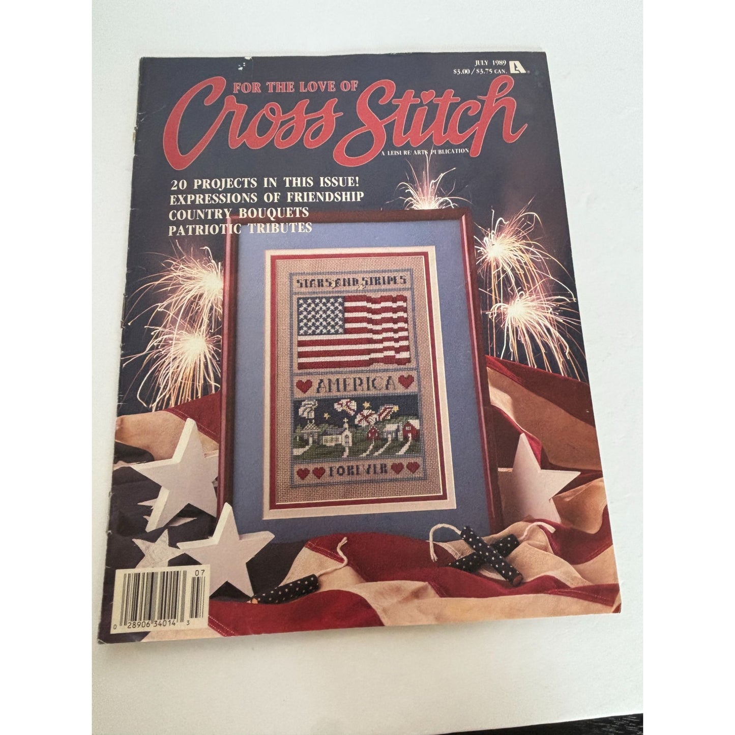 For The Love Of Cross Stitch Magazine July 1989 Patriotic American Flag Santas