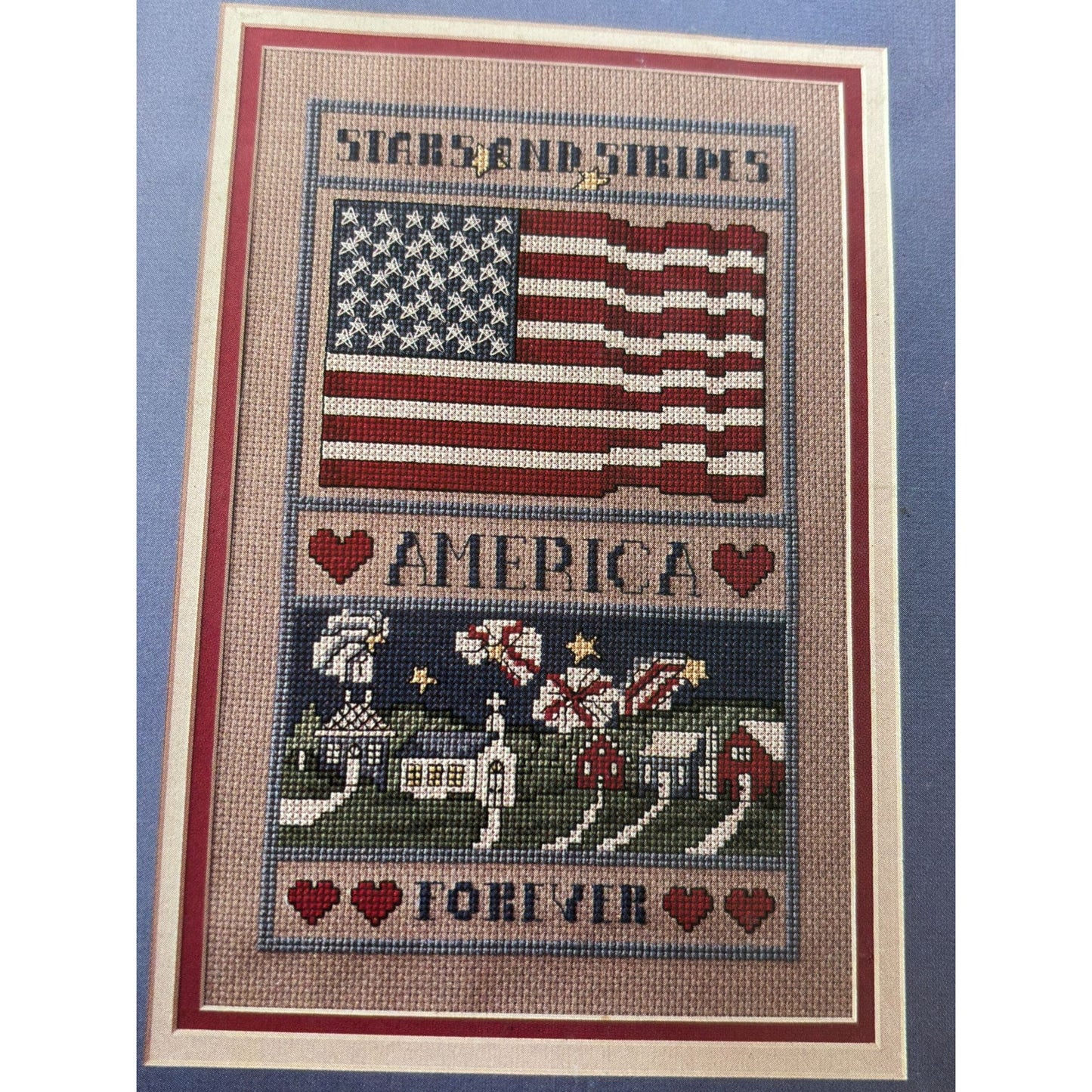 For The Love Of Cross Stitch Magazine July 1989 Patriotic American Flag Santas