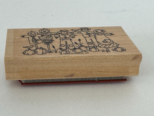 Stampin Up Rubber Stamp Scarecrow Family Fall Thanksgiving Card Making Crafting