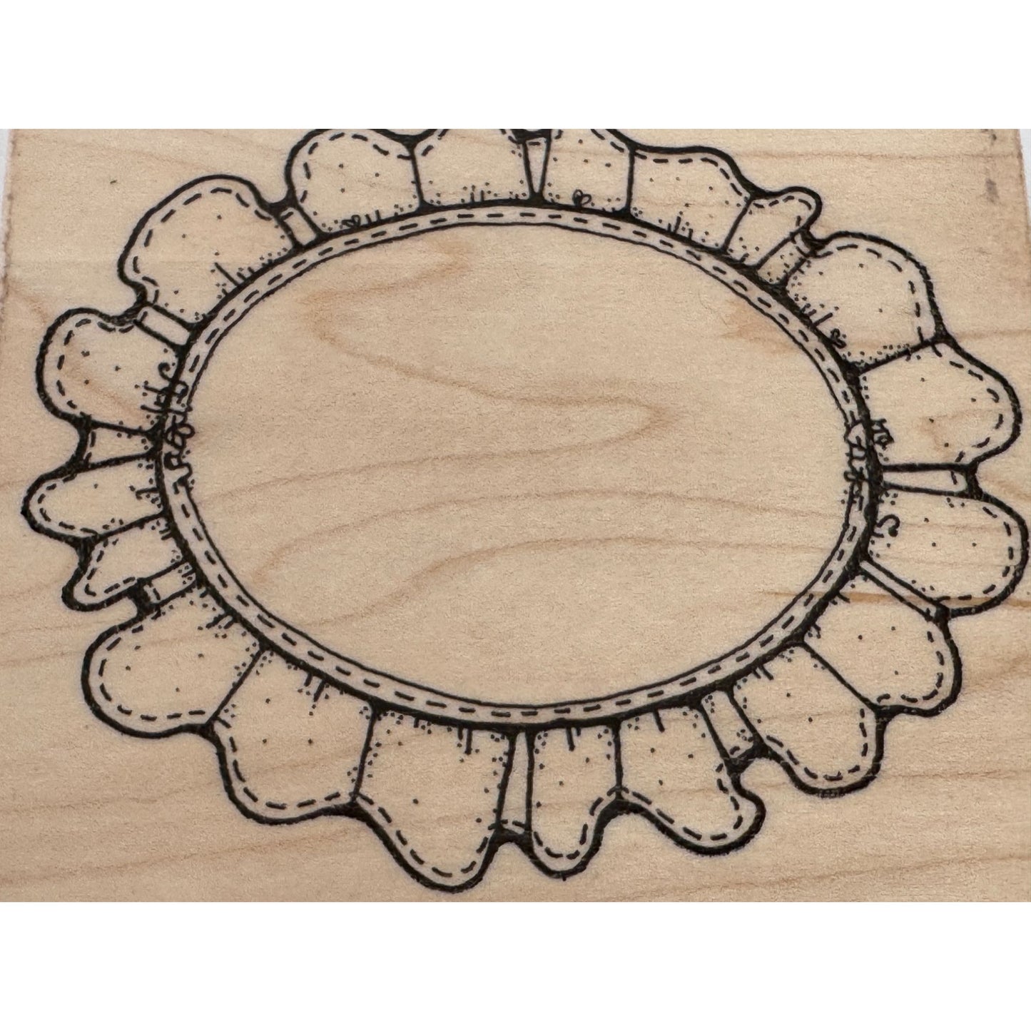 JRL Design Rubber Stamp Oval Lace Frame Scalloped Edge Sewing Hoop Card Making