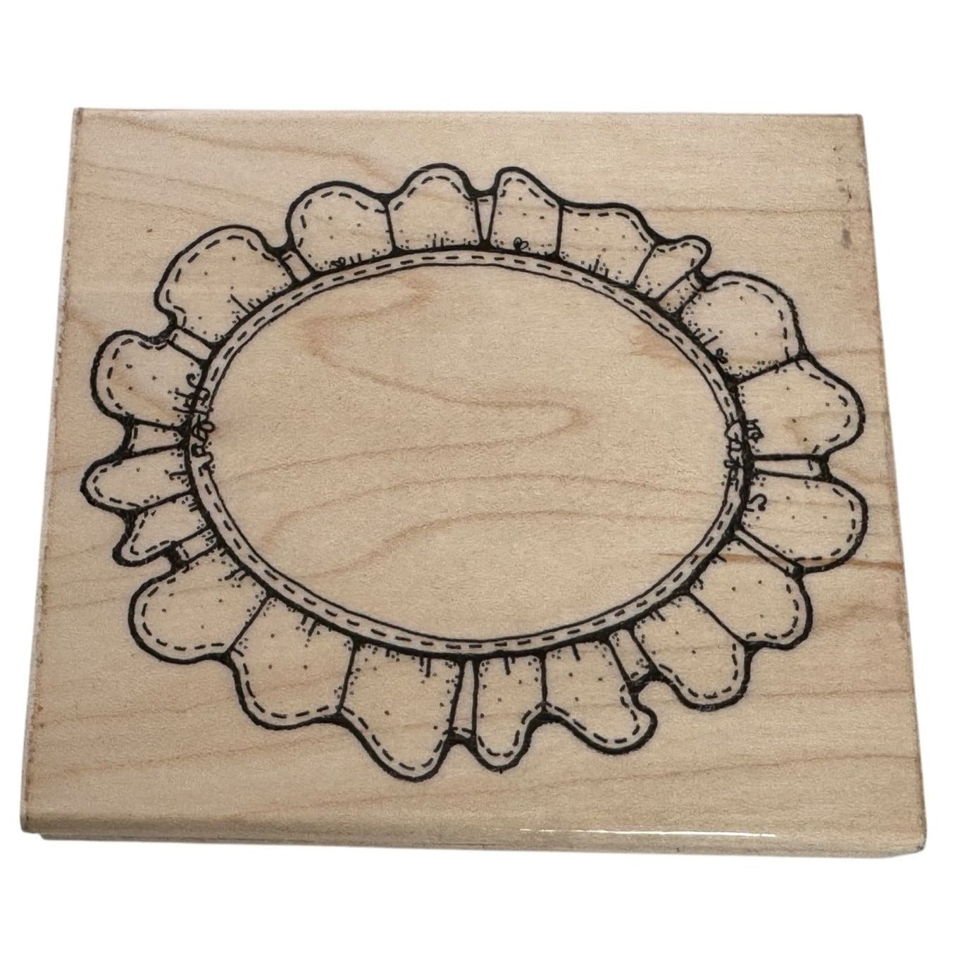 JRL Design Rubber Stamp Oval Lace Frame Scalloped Edge Sewing Hoop Card Making