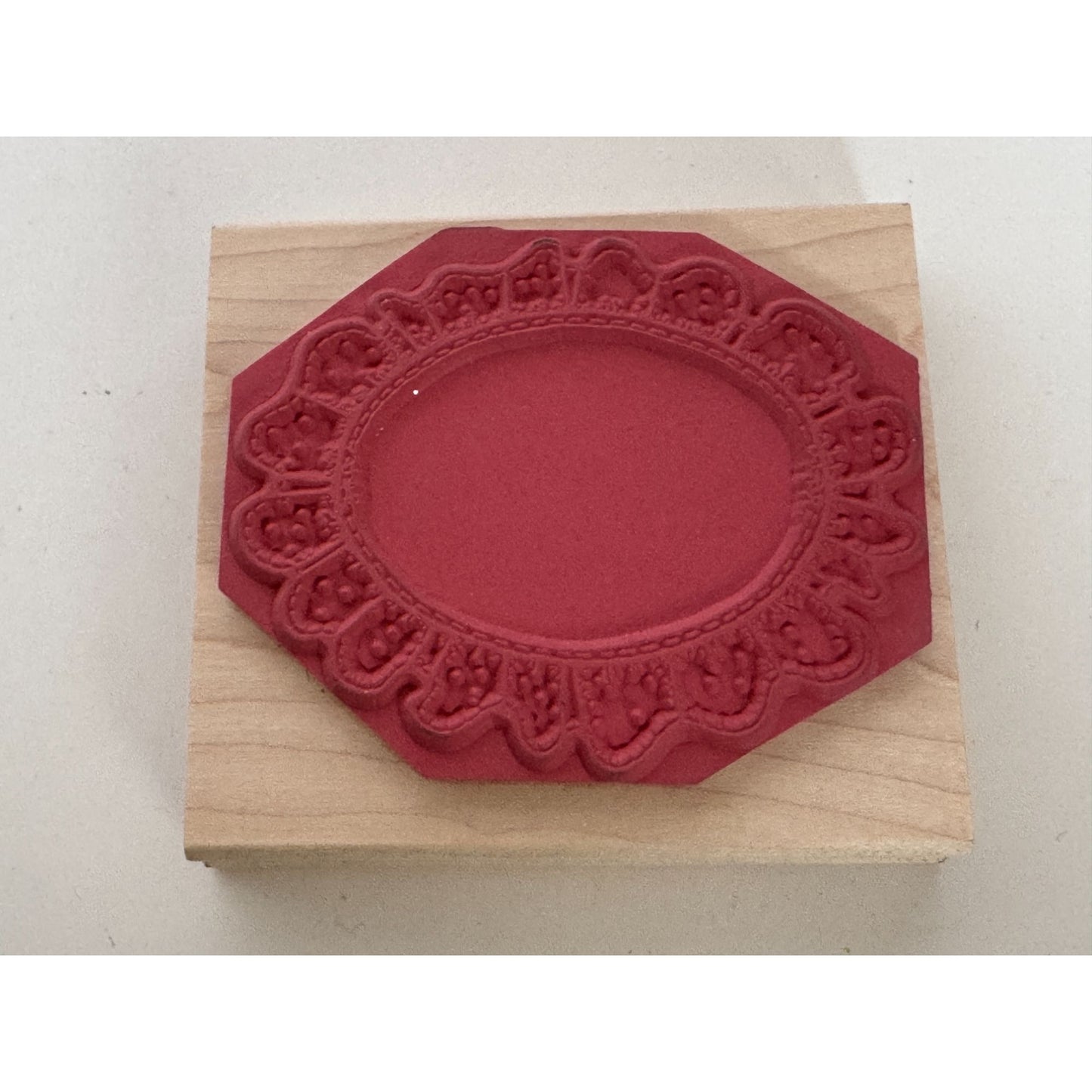 JRL Design Rubber Stamp Oval Lace Frame Scalloped Edge Sewing Hoop Card Making