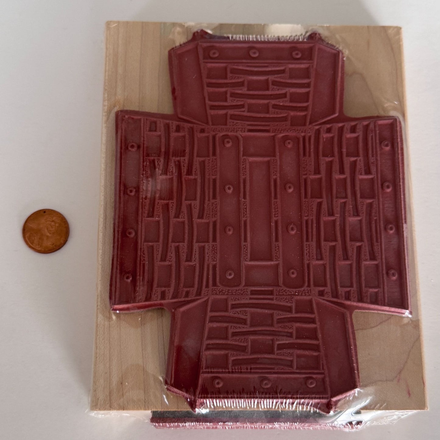 Longaberger Basket Maker Rubber Stamp Template Large 3D Wood Mounted Weave Craft Box Paper