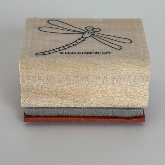 Stampin Up Wood Rubber Stamp Smiling Dragonfly Smile Garden Nature Card Making
