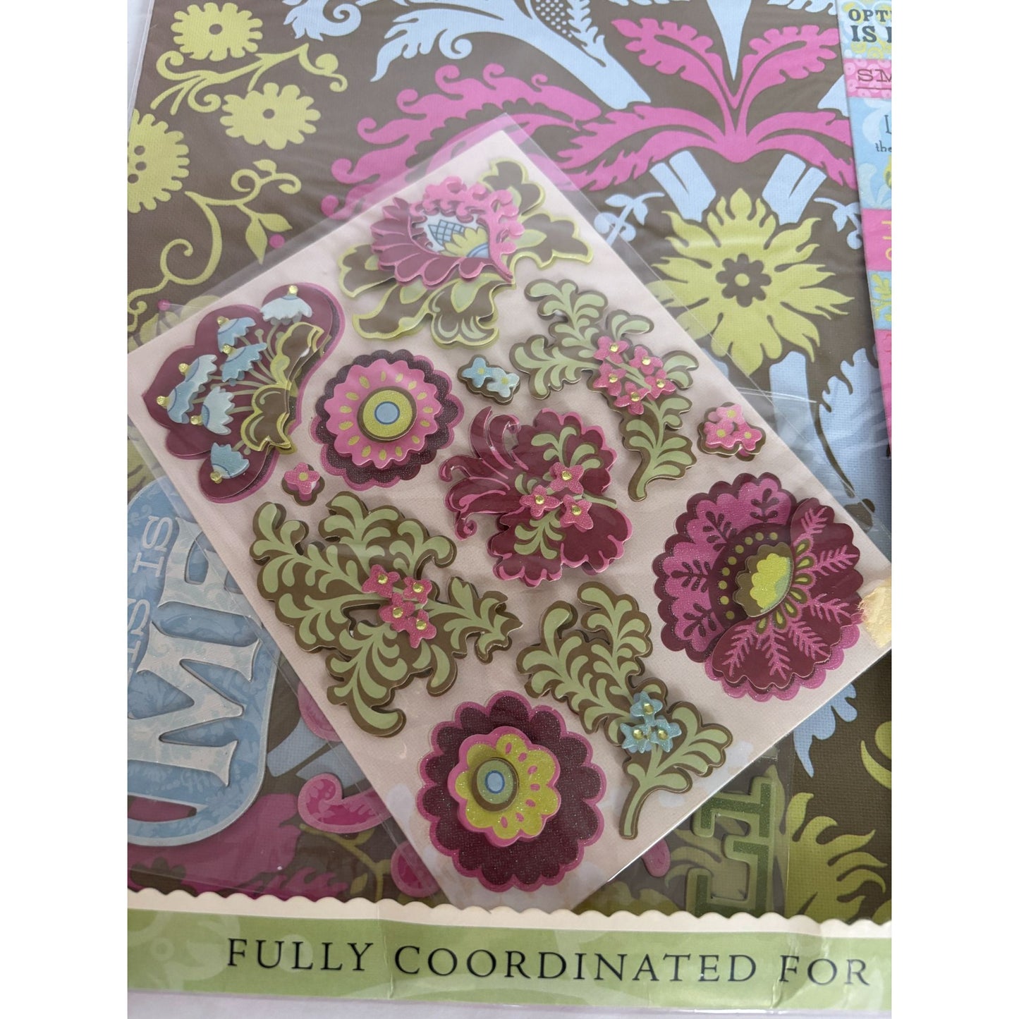 Amy Butler Scrap Kit by K&Company Scrapbooking Paper Sticker Layouts Card Making