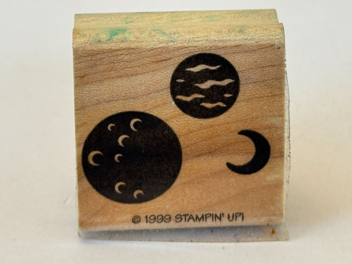 Stampin Up Rubber Stamp Moon Planets Outer Space Night Sky Craft Cardmaking Art