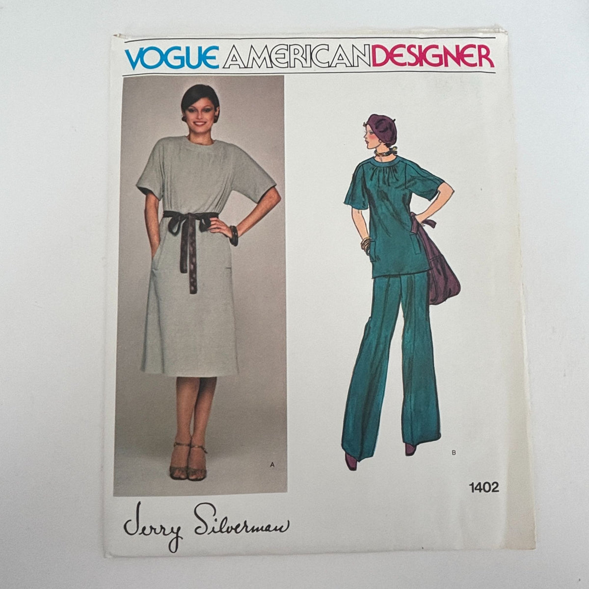 Vogue Sewing Pattern 1402 American Designer Jerry Silverman Dress Top Pants Size 10 Uncut