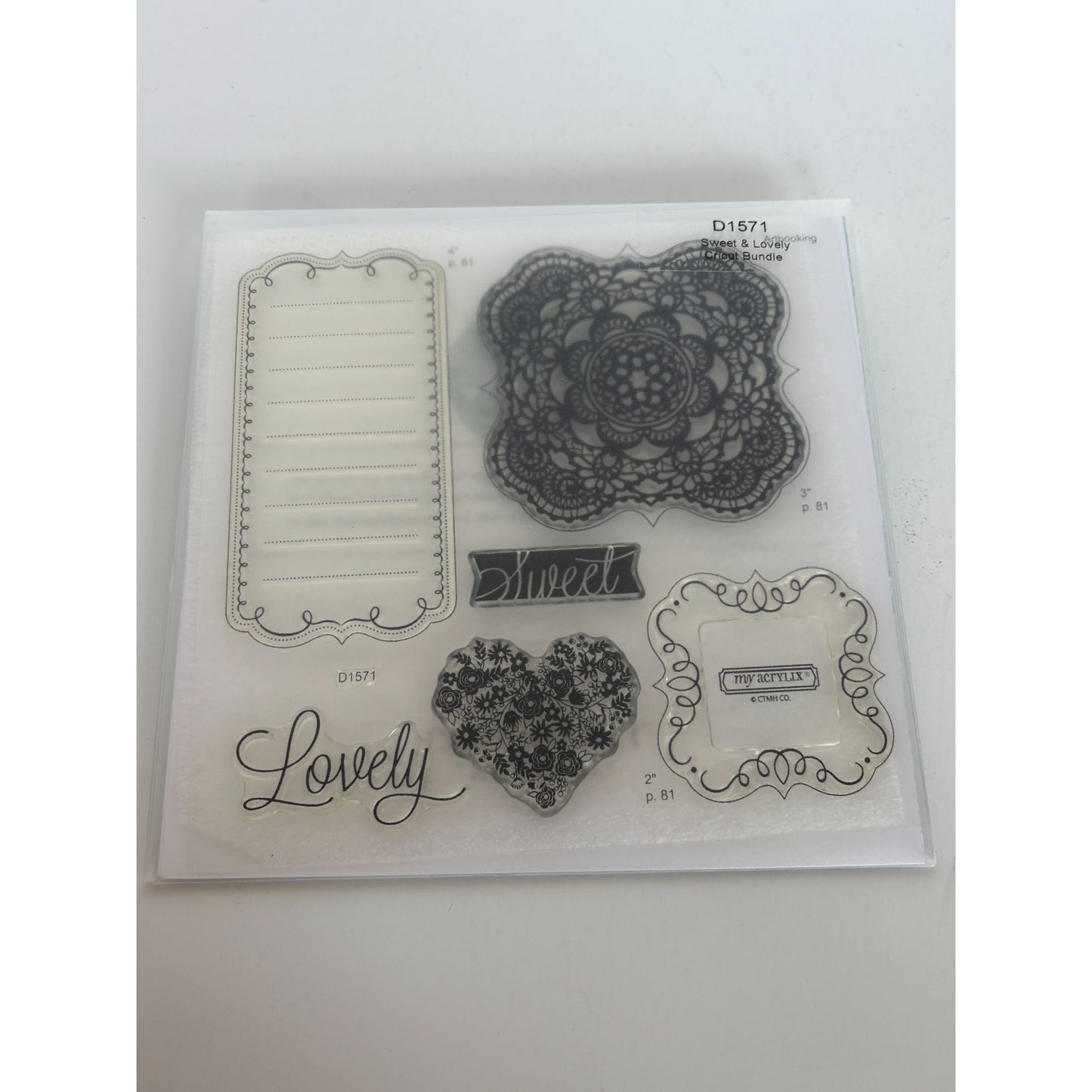 CTMH My Acrylix Acrylic Stamp Set Sweet and Lovely Cricut Bundle Heart Lovely