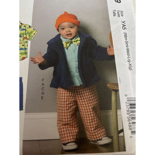 McCalls Sewing Pattern M6779 Baby Outfit Jacket Shirt Pants Shorts Bow Tie Uncut