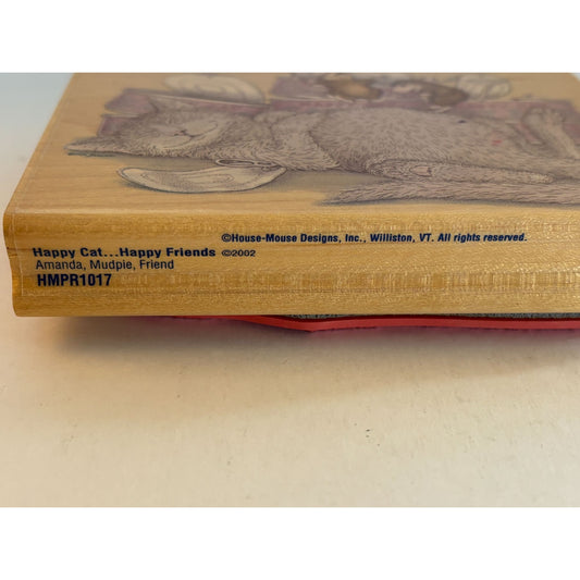 Stampabilities House Mouse Rubber Stamp Happy Cat Happy Friends Kitty Pet Dinner