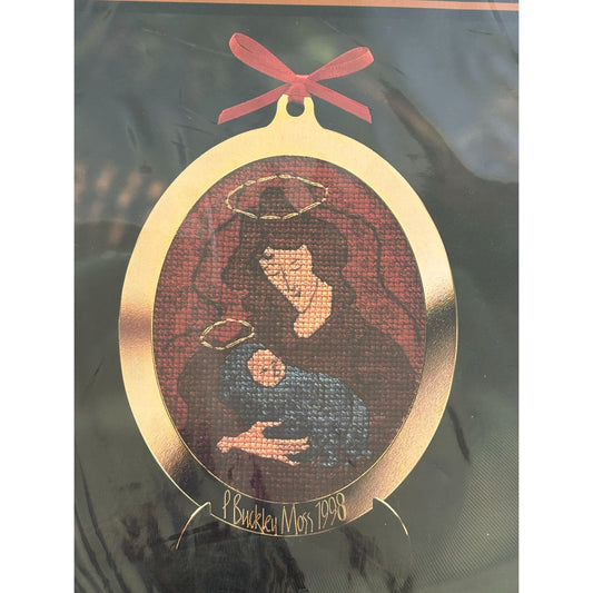 P Buckley Moss Cross Stitch Kit Christmas Ornament Jesus Mary 1998 Limited Ed