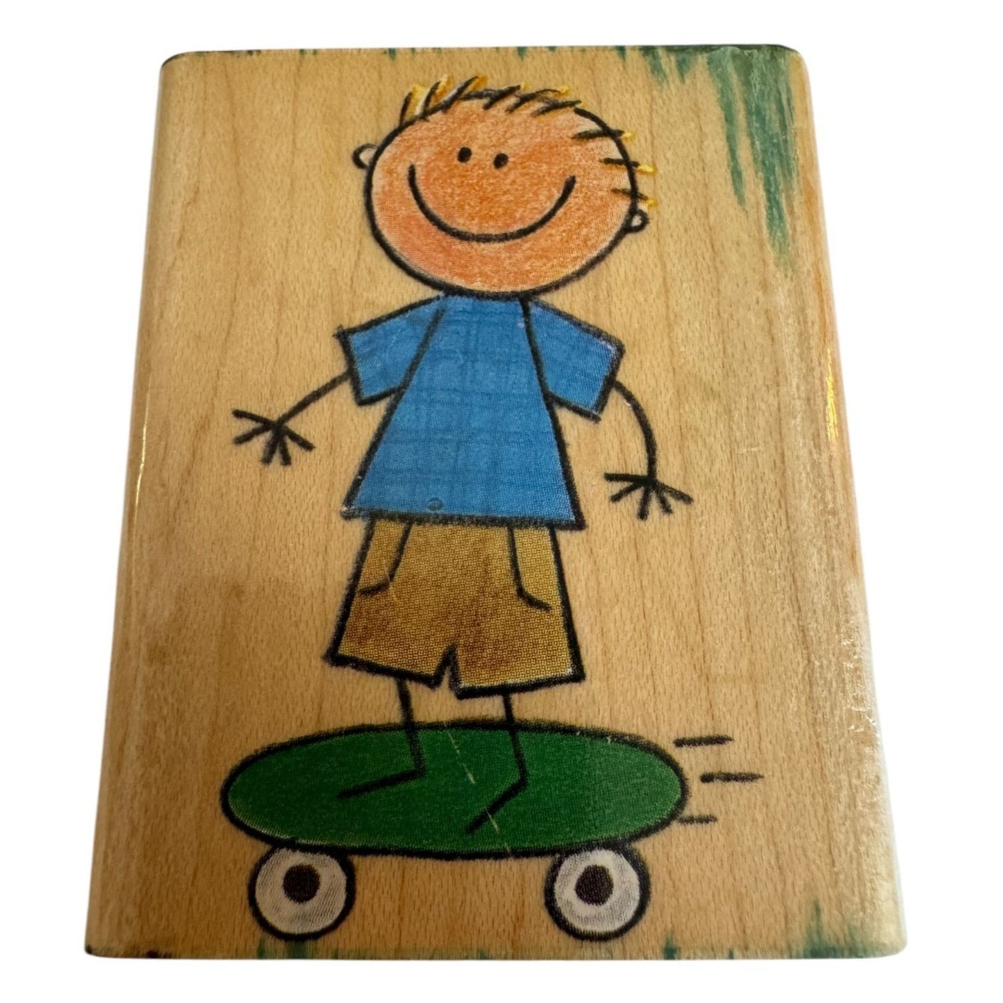 Me and My Big Ideas Rubber Stamp Boy On Skateboard Drew Kid Playing Summer Fun