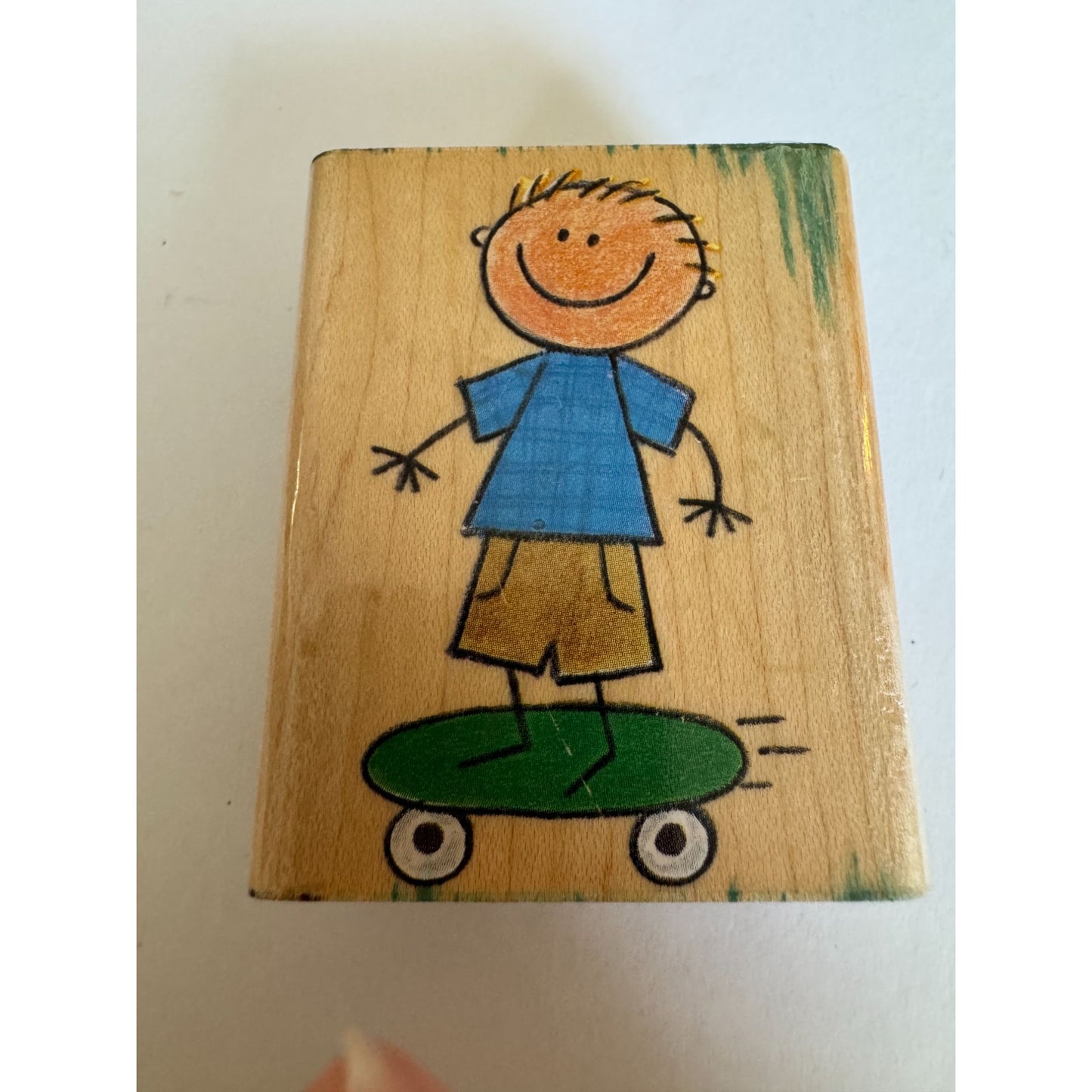 Me and My Big Ideas Rubber Stamp Boy On Skateboard Drew Kid Playing Summer Fun