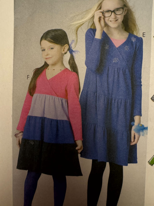 McCalls Sewing Pattern M6157 Girls Tops Dress Tiered Empire 7 8 10 12 14 Easy UC