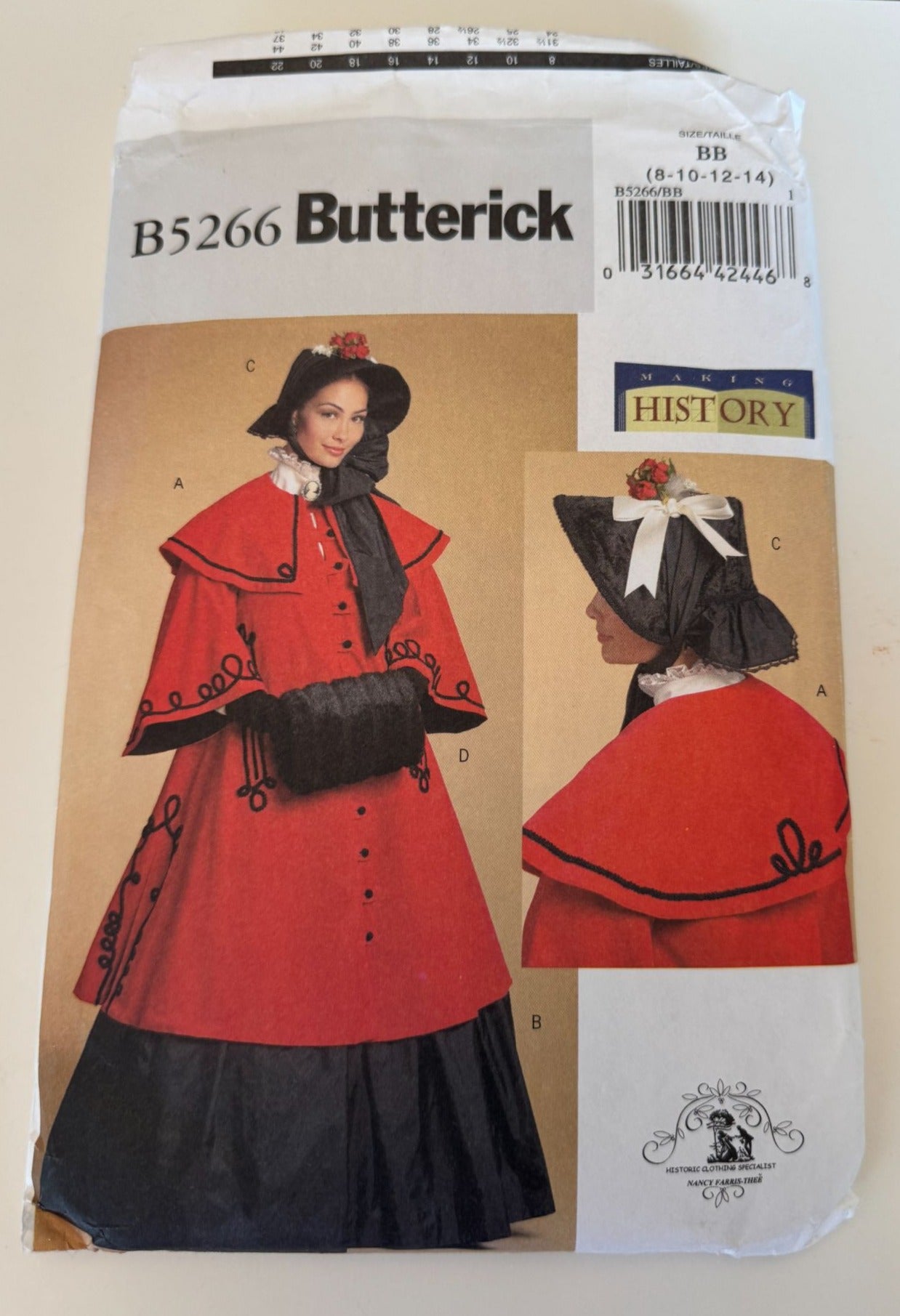 Butterick Sewing Pattern B5266 Victorian Christmas Costume Dickens Caroler 8-14