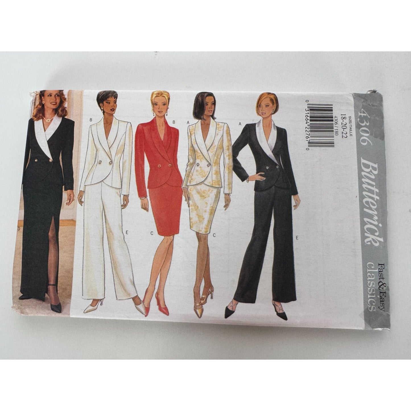 Butterick Sewing Pattern 4306 Work Suit Jacket Blazer Skirt Pants 1990s 18-22 UC