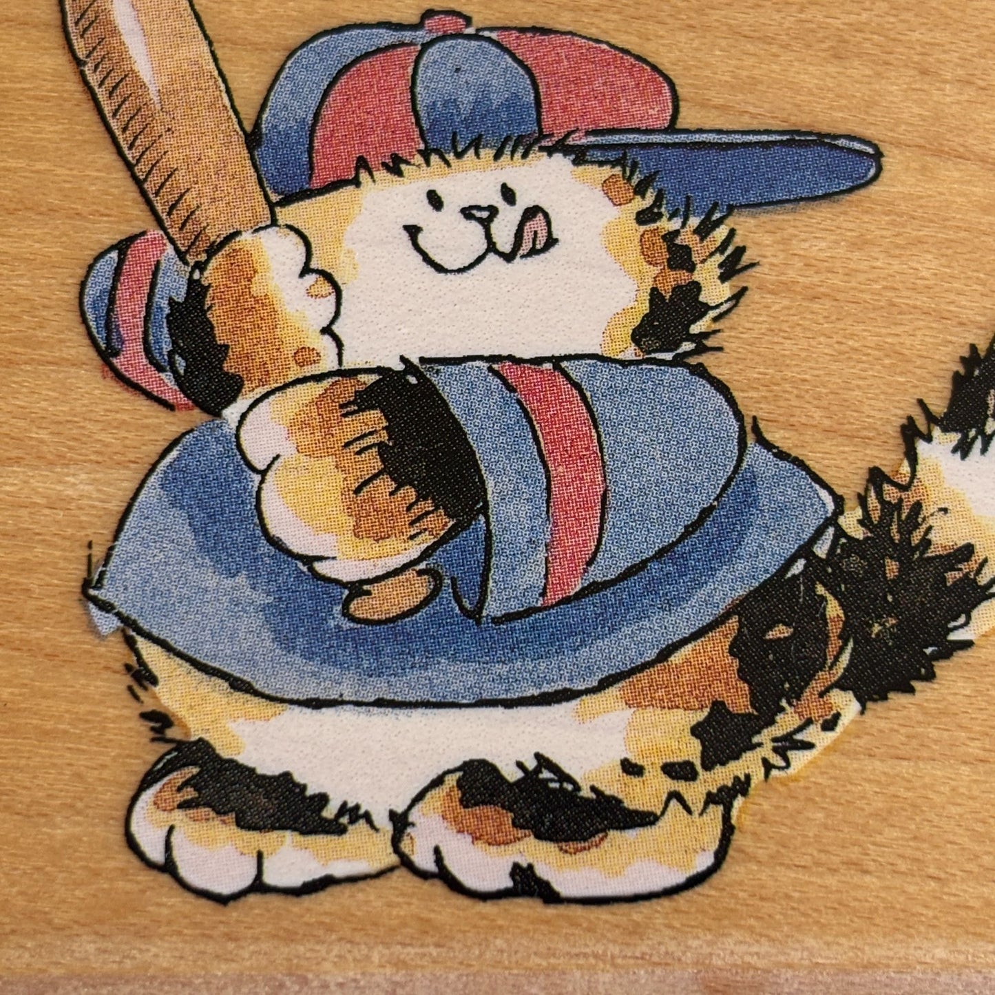 Penny Black Rubber Stamp Slugger Cat Playing Baseball Bat Sports Card Making