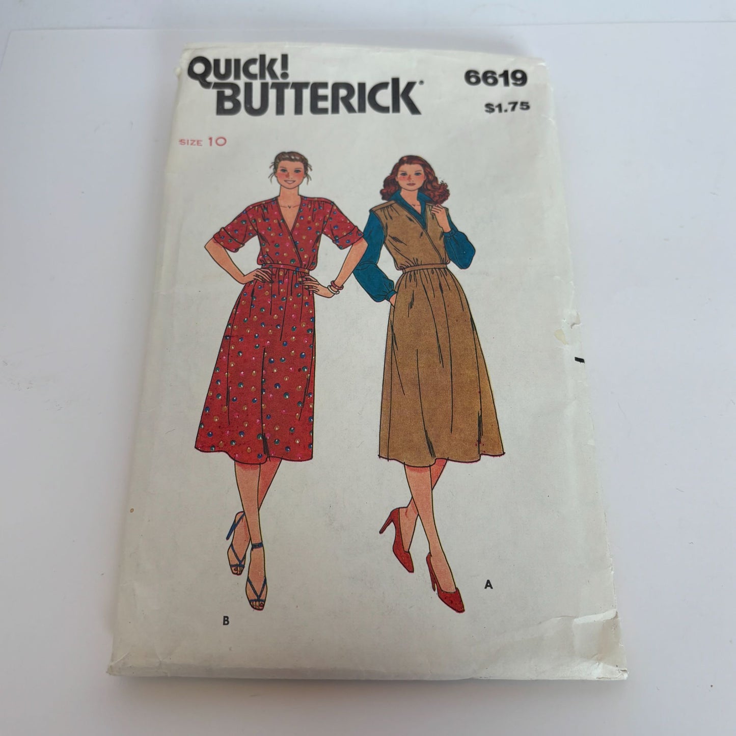 Butterick Sewing pattern 6619 Misses Jumper and Dress Mock Wrap V-Neck CUT Sz 10