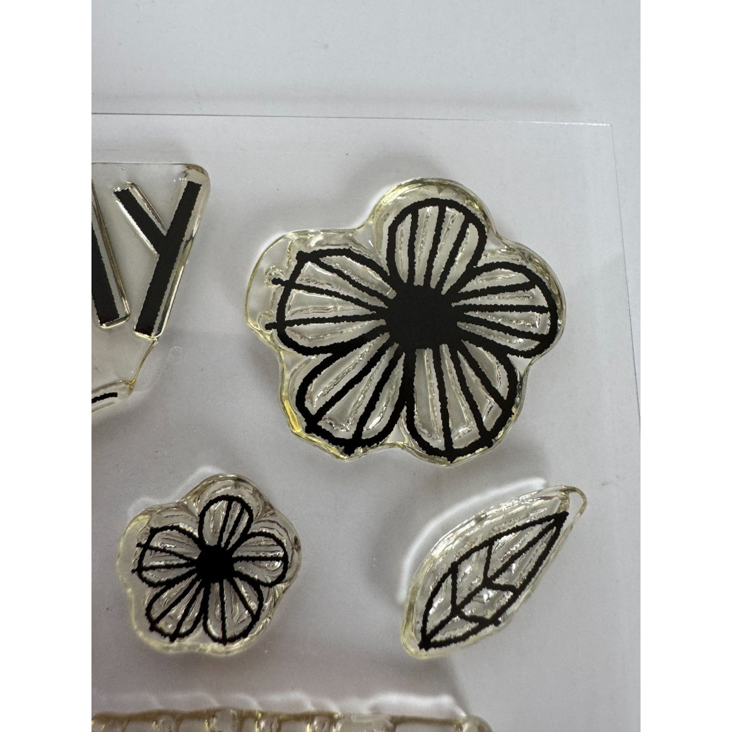 CTMH My Acrylix Acrylic Stamp Set Lovely Birthday Card Making Flowers Word B1462