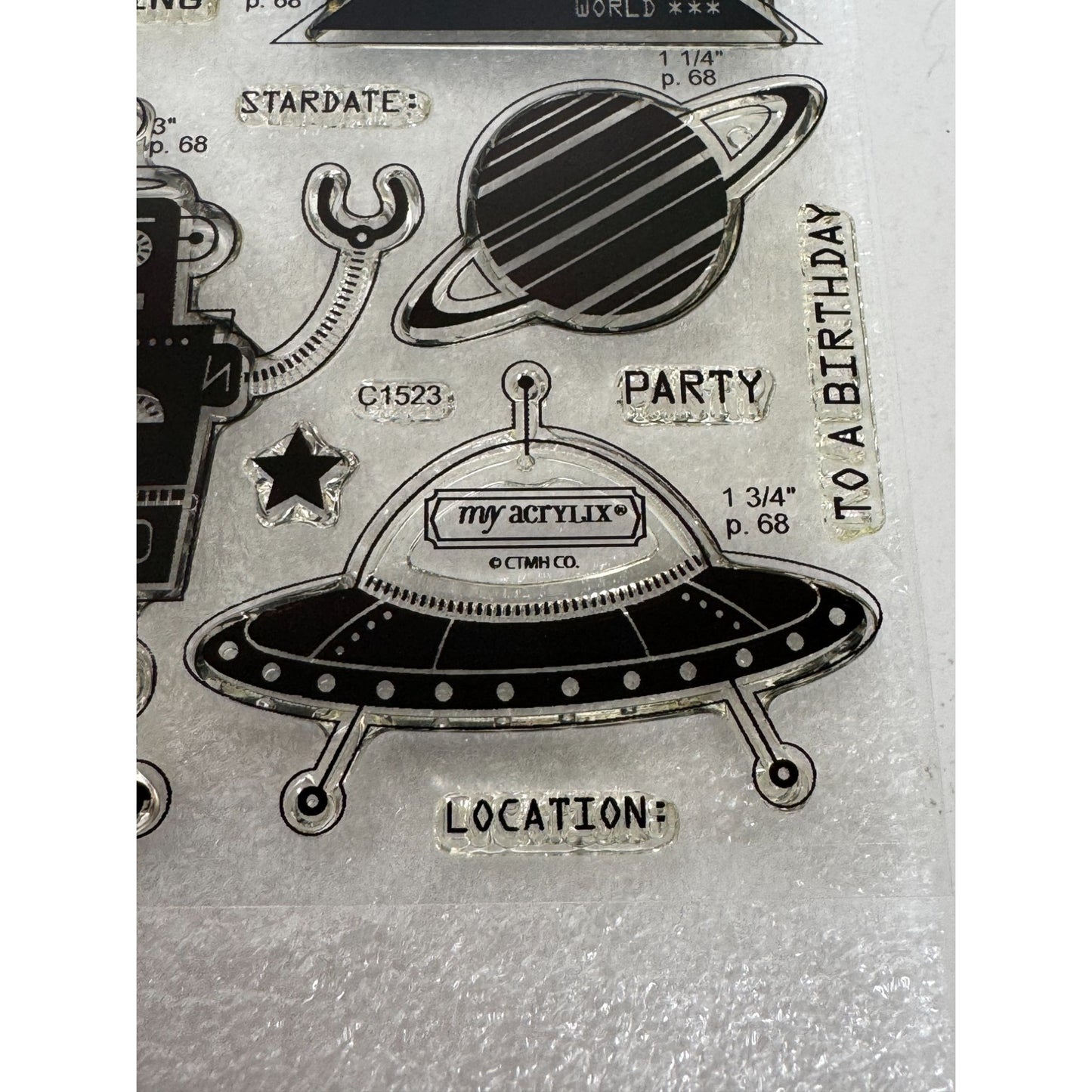 CTMH My Acrylix Acrylic Stamp Set Outta This World Robot Rocket Alien Ship C1523