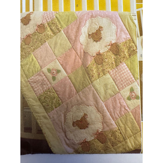 McCalls Sewing Pattern M5870 Sew Sweet Chic Quilt Lamb Toy Nursery Decor Uncut Baby Bib