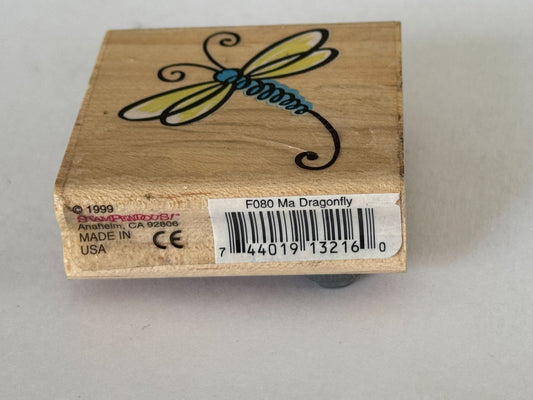 Stampendous Rubber Stamp Ma Dragonfly Nature Spring Garden Card Making Wooden